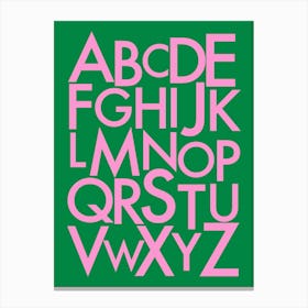 Pink and Green Alphabet ABC Canvas Print