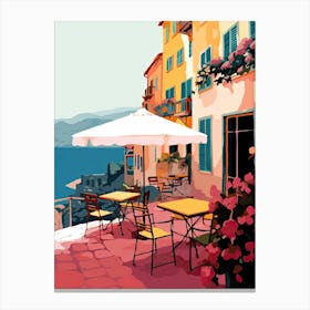 Taormina, Italy, Flat Pastels Tones Illustration 2 Canvas Print