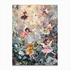 Brushstrokes Fairies In A Garden 1 Canvas Print