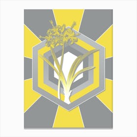 Vintage Guernsey Lily Botanical Geometric Art in Yellow and Gray n.023 Canvas Print