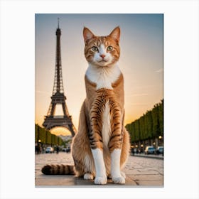 Around the World with Whiskers: Iconic Cat Selfies Eiffel Tower Cat Canvas Print