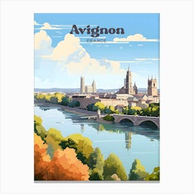 Avignon France Palais des Papes Travel Illustration Canvas Print