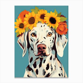 Dalmatian Portrait With A Flower Crown, Matisse Painting Style 1 Canvas Print