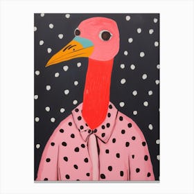Pink Polka Dot Ostrich Canvas Print