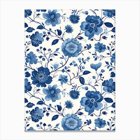 Blue And White Floral Pattern 13 Canvas Print