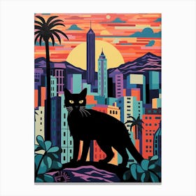Los Angeles, United States Skyline With A Cat 1 Canvas Print