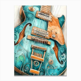 Blue Electric Guitar Canvas Print