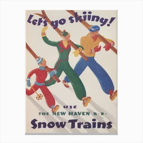 Let's Go Skiing Vintage Ski Poster Canvas Print