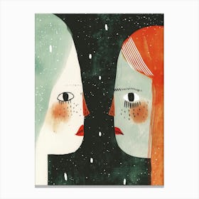 Two Women Staring At Each Other Canvas Print