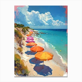 Umbrellas On The Beach 5 Canvas Print