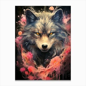 Floral Fantasy Wolf Canvas Print