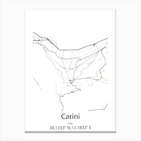 Carini,Italy Minimalist Map Canvas Print