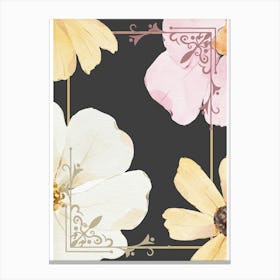 Flowers on Dark Grey Background Canvas Print