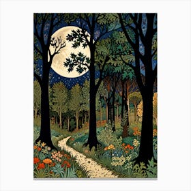 William Morris Full Moon In The Forest 9 Canvas Print