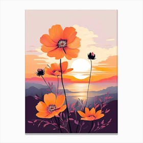 Sunset Flowers 5 Canvas Print