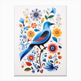 Scandinavian Bird Illustration Bluebird 4 Canvas Print