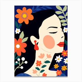 Illustration Of A Woman With Flowers Canvas Print