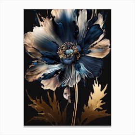 Gold Blue Poppy 1 Canvas Print