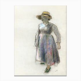 A Peasant Girl in a Straw Hat (ca. 1892), Camille Pissarro Canvas Print