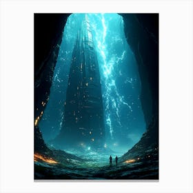 Spaceship In A Cave Canvas Print