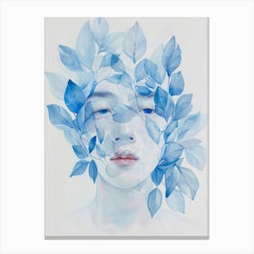 'Blue Leaves' 18 Canvas Print