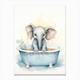 Elephant Painting In A Bathtub Watercolour 1 Canvas Print