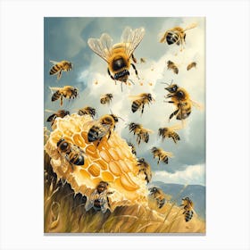 Andrena Bee Realism Illustration 15 Canvas Print