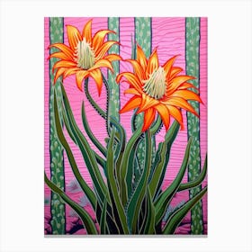 Mexican Style Cactus Illustration Zebra Cactus Canvas Print