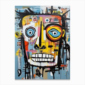 Neo-Expressionist Thrills: Basquiat's style Halloween Skulls Canvas Print