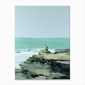 Man Sits On A Cliff Canvas Print