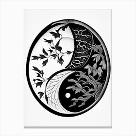 Minimal Yin and Yang 10 Linocut Canvas Print