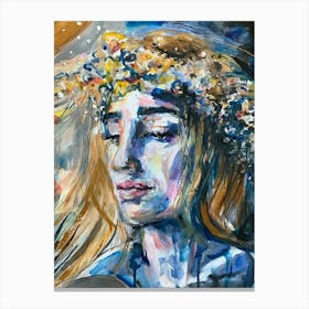 Woman Abstract Face Flowers Canvas Print