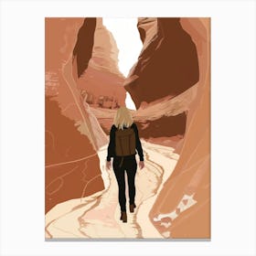 Woman Walking Through A Canyon Canvas Print