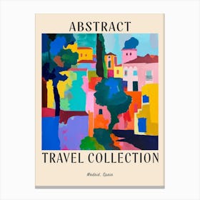 Abstract Travel Collection Poster Madrid Spain 3 Canvas Print