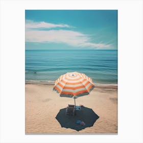 Orange Beach Umbrella Ocean Summer Photography Canvas Print