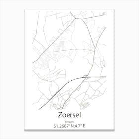 Zoersel,Belgium Minimalist Map Canvas Print