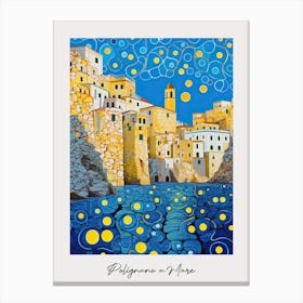 Poster Of Polignano A Mare, Italy, Illustration In The Style Of Pop Art 1 Canvas Print