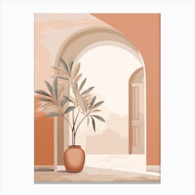 Archway With Potted Plant Canvas Print