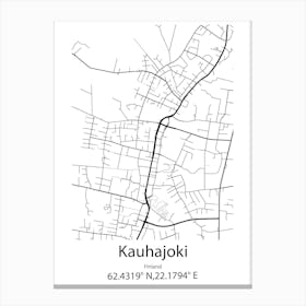 Kauhajoki,Finland Minimalist Map Canvas Print