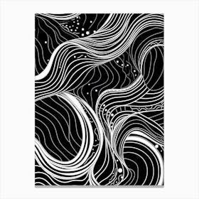 Wavy Sketch In Black And White Line Art 14 Canvas Print