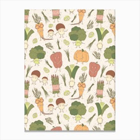 Funny Veggies Pattern Canvas Print