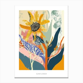 Colourful Flower Illustration Poster Sunflower 2 Canvas Print