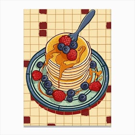 Pancake Stack On A Tiled Background 2 Canvas Print