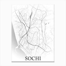 Sochi, Krasnodar Krai, Russia, City Map, Black And White Fade Design Stampe su tela