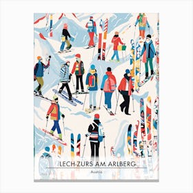 Lech Zurs Am Arlberg   Austria, Ski Resort Poster Illustration 0 Canvas Print