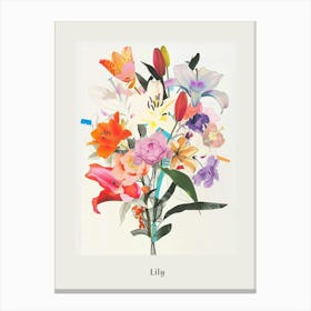 Lily 1 Collage Flower Bouquet Poster Canvas Print