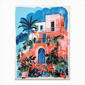 A House In Positano, Abstract Risograph Style 1 Canvas Print