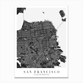 San Francisco California Minimal Black Mono Street Map Canvas Print