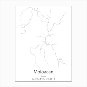 Moloacan,Mexico Minimalist Map Canvas Print