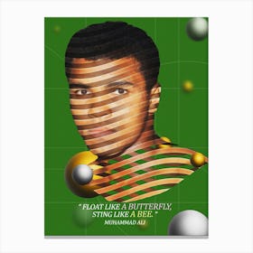 Quote In Ribbon Famous People Muhammad Ali ― Float Like A Butterfly, Sting Like A Bee Canvas Print